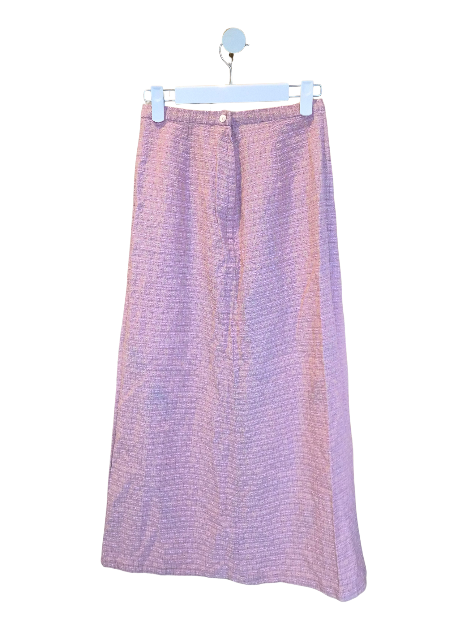 Vintage-Inspired Pink Textured A-Line Midi Skirt