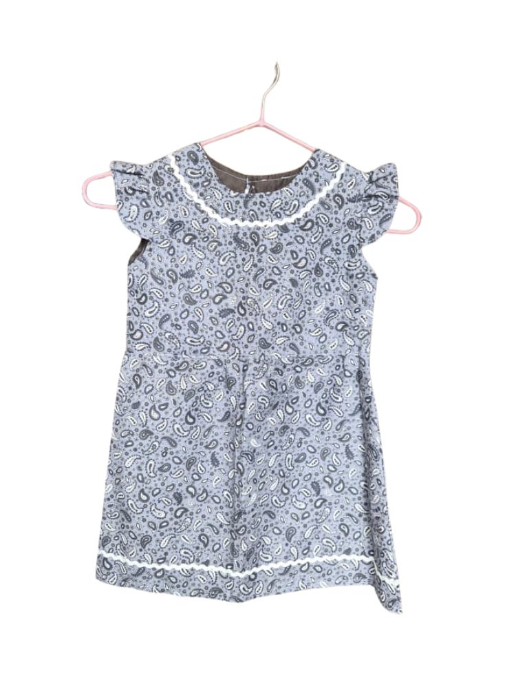 Handmade Paisley Flutter Sleeve Dress – Size 2–3 Years