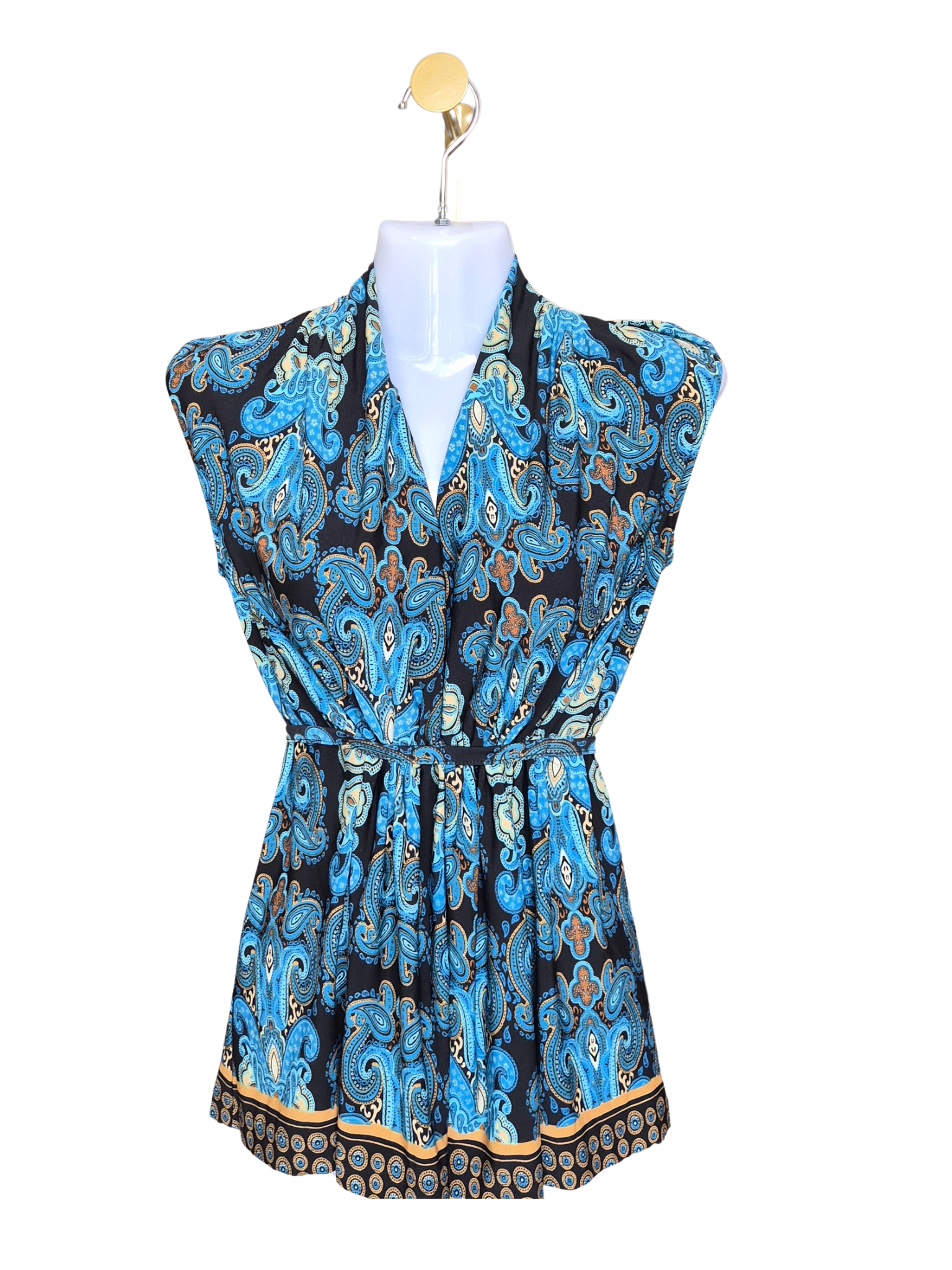 Nichii Blue Paisley Sleeveless Blouse – Size S