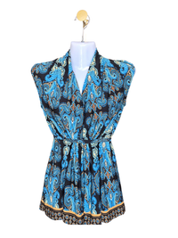 Nichii Blue Paisley Sleeveless Blouse – Size S