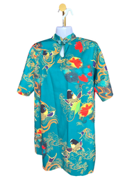 Oriental Koi Print Mandarin Blouse – Size S