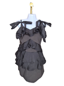 MDS Black Ruffle Mini Dress with Ribbon Tie Straps