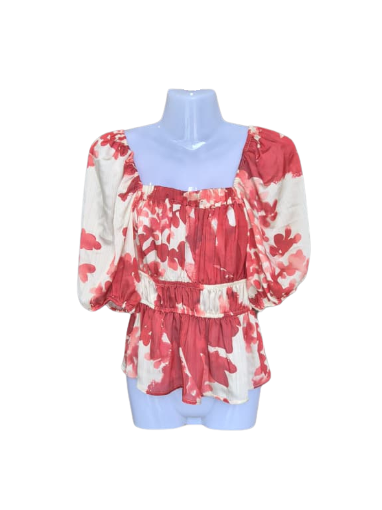 Mango Floral Peplum Blouse – Size S (UK 8 / US 4) (Brand New)