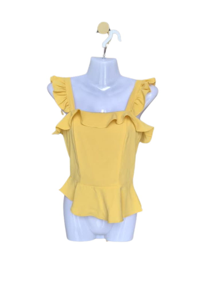 Mustard Ruffle Peplum Top – Size S