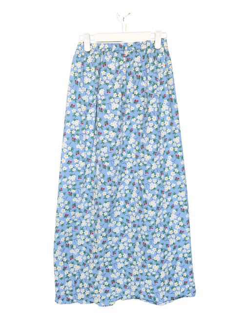 Blue Floral Maxi Skirt – Size S (Estimated)