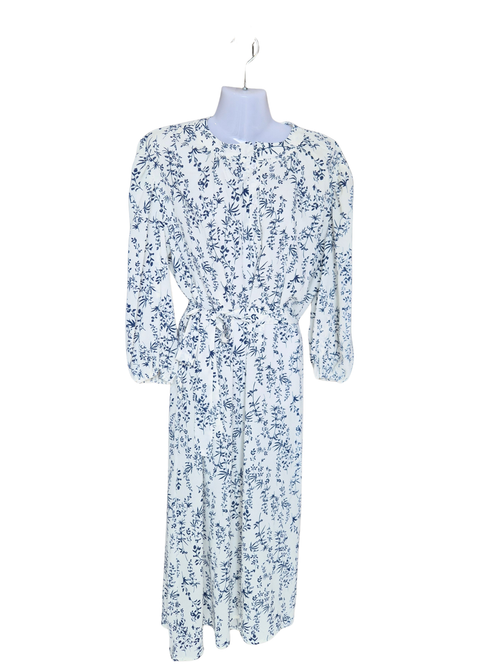 Lovito Blue & White Floral Midi Dress – Size XL (EU 42 / US 12)