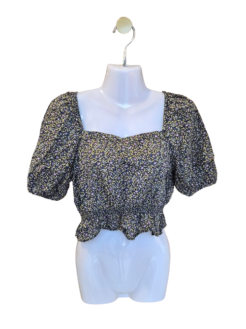 UNIQLO Floral Puff Sleeve Cropped Blouse – Size S