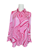 Pink Swirl Print Chiffon Shirt Size S