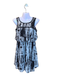 Downtown Black & White Abstract Print Sleeveless Dress