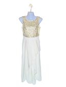 Miss Chase White & Gold Sequin Evening Gown