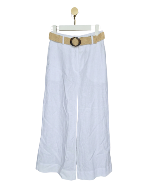 MANGO White Linen-Blend Wide Leg Trousers – Size XS (Brand New)