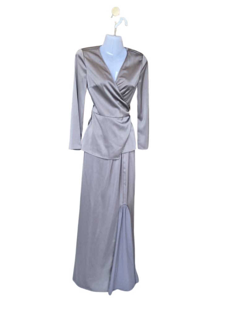 Zoo Basics by My Apparel Zoo Satin Wrap Maxi Dress – Size XS
