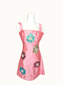Pink Silk Floral Embellished Mini Dress (XS /S)
