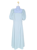 Lovito Sage Green Puff Sleeve Midi Dress
