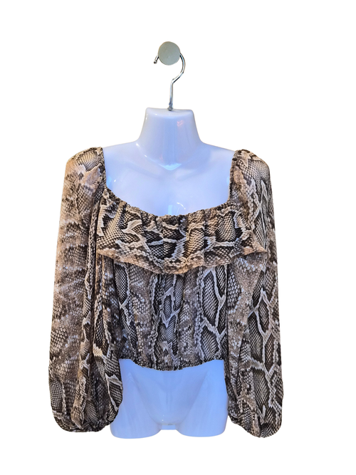 ZARA Snake Print Ruffle Crop Top