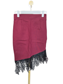 Burgundy Asymmetrical Lace Hem Skirt – Size L