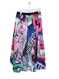 Colorful Pop Art Pleated Midi Skirt