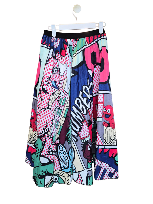 Colorful Pop Art Pleated Midi Skirt