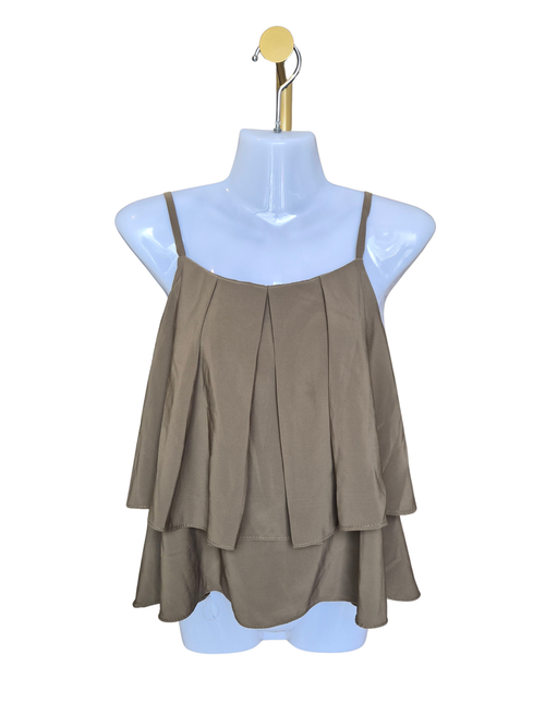 Olive Layered Flowy Cami Top – Size S (Estimated)
