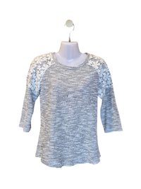 Grey Marled Lace Sleeve Knit Top – Size L