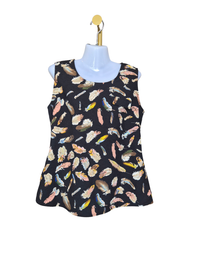 Dees Feather Print Sleeveless Top – Size XL