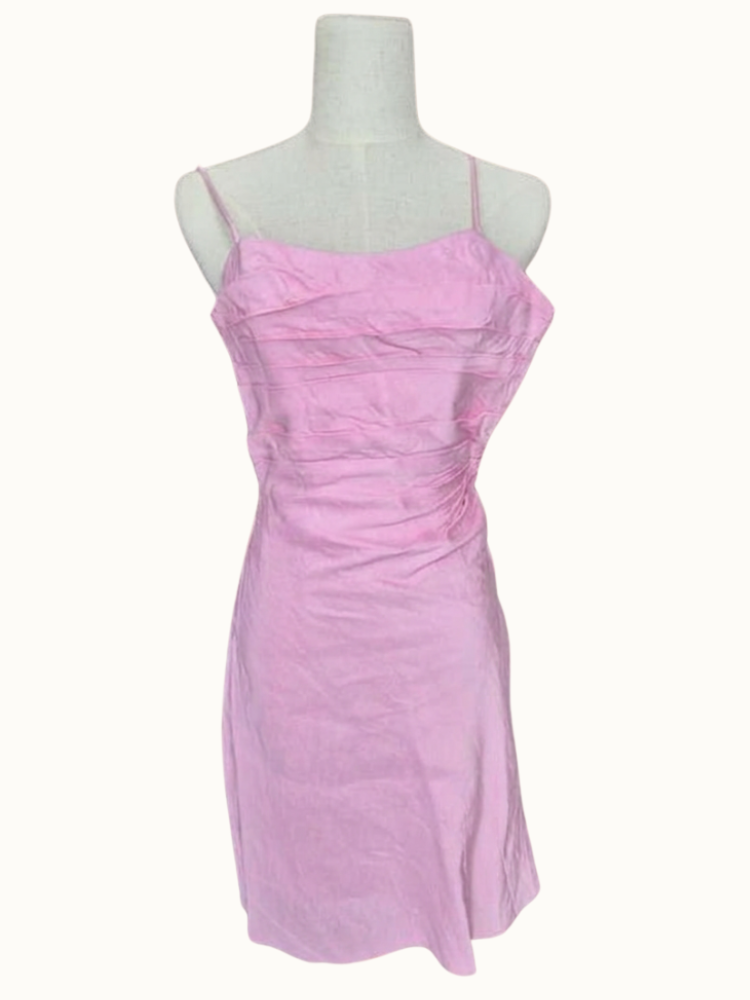 Aje Pink Linen Blend Mini Dress – Size AU 6 (XS)