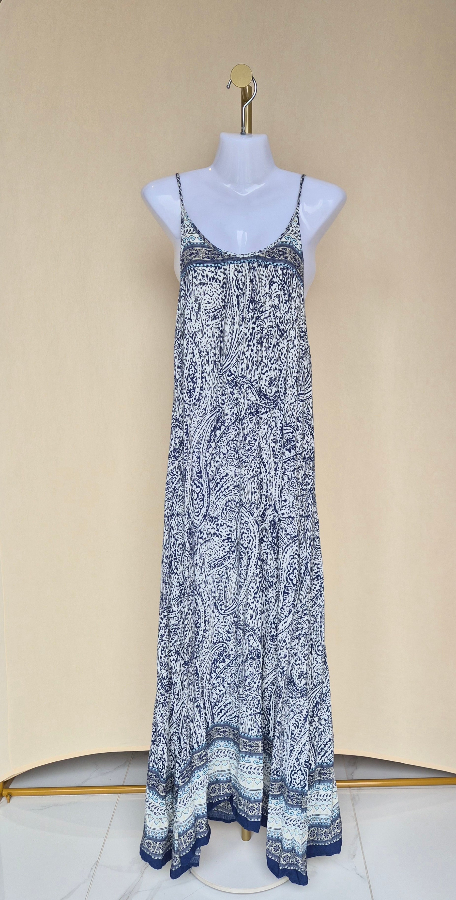 TOBI Blue & White Paisley Maxi Dress – Size S
