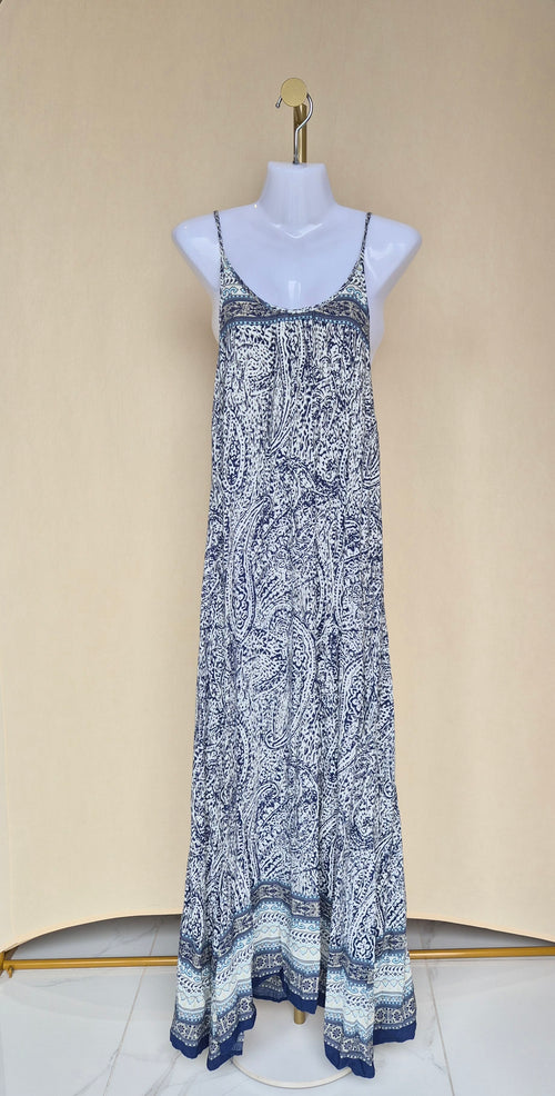 TOBI Blue & White Paisley Maxi Dress – Size S