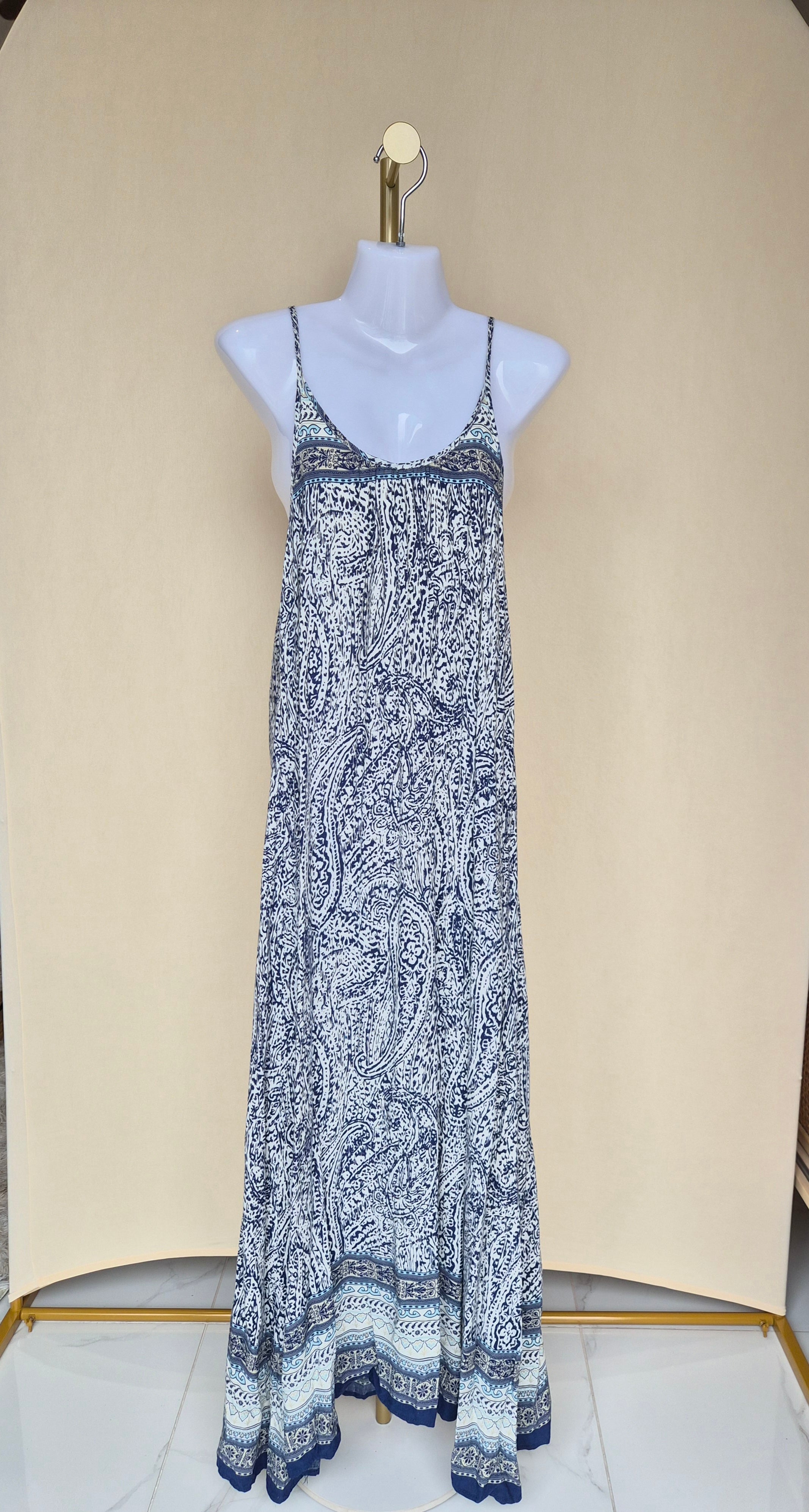 TOBI Blue & White Paisley Maxi Dress – Size S