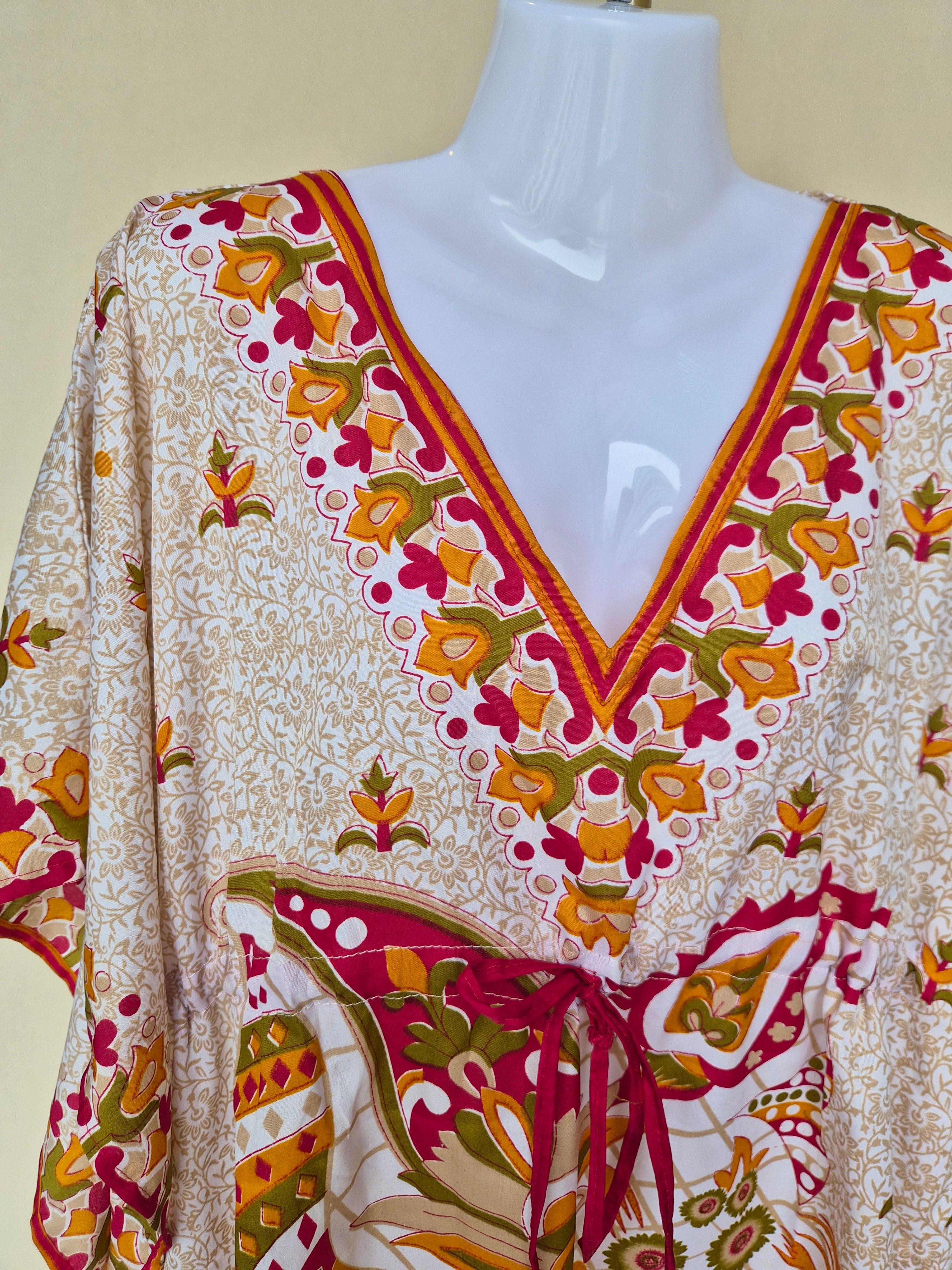 Bohemian Floral Kaftan Tunic (M)