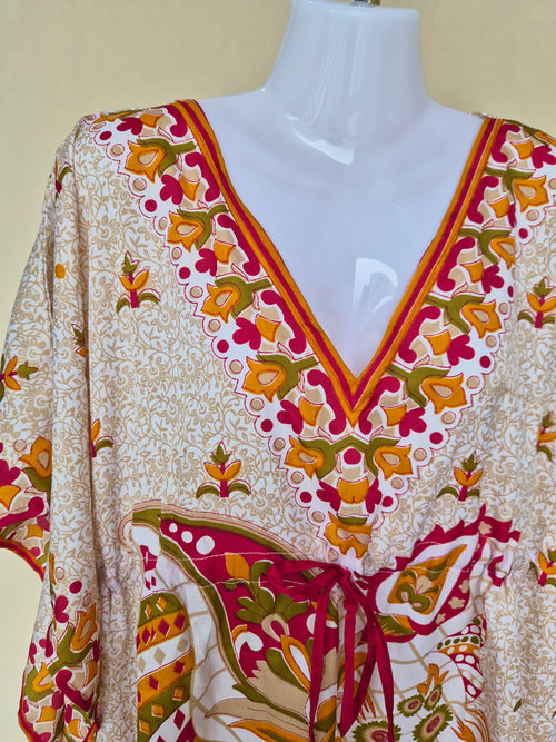 Bohemian Floral Kaftan Tunic (M)
