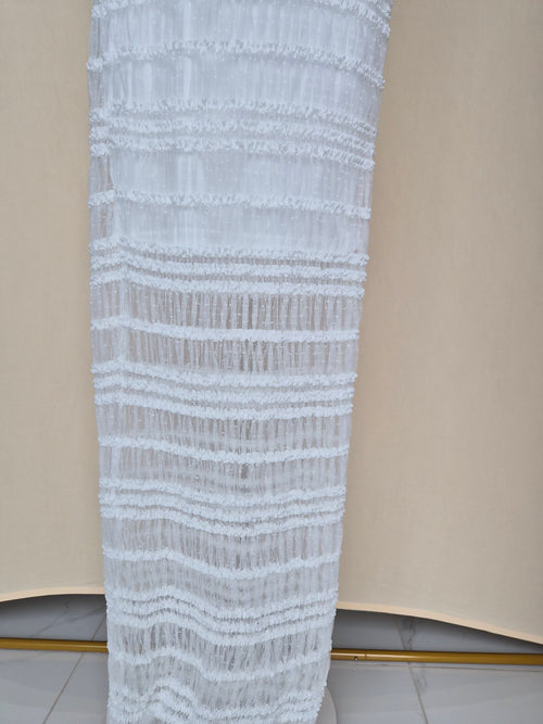 White Textured Lace-Up Maxi Dress (Size S)