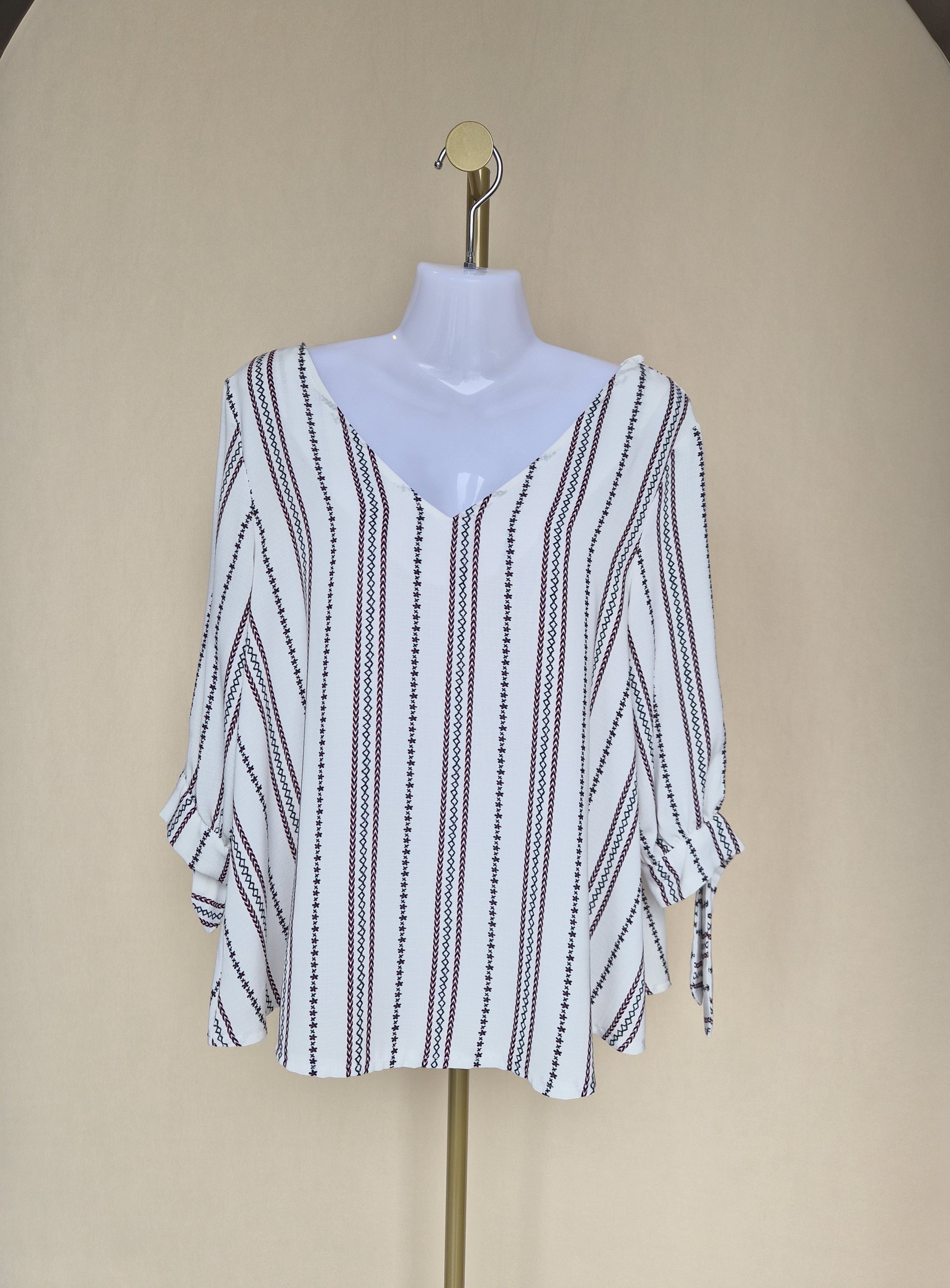 DSM Korea White Boho Lace-Up Blouse (S/M)