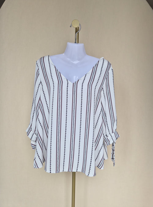 DSM Korea White Boho Lace-Up Blouse (S/M)