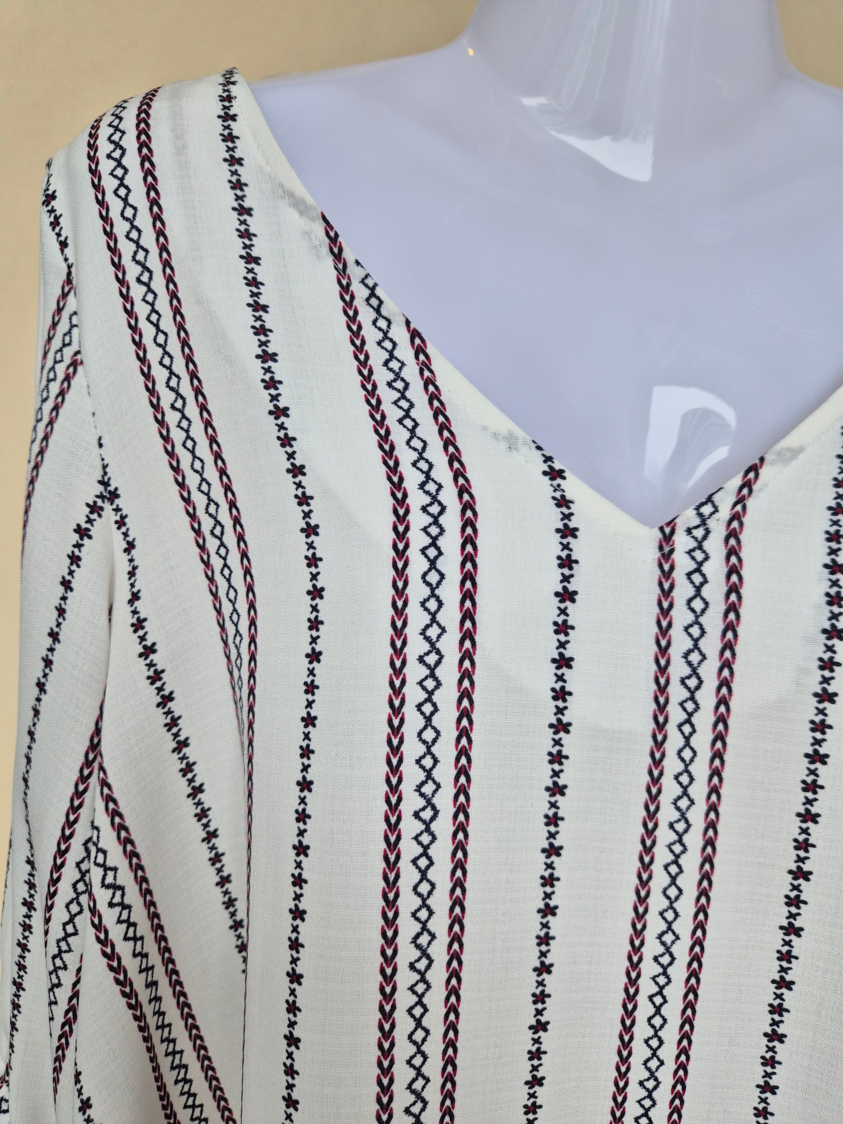 DSM Korea White Boho Lace-Up Blouse (S/M)