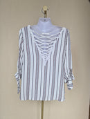 DSM Korea White Boho Lace-Up Blouse (S/M)