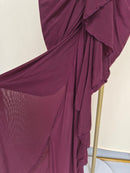 Burgundy Ruched Ruffle Maxi Evening Dress (Size S)
