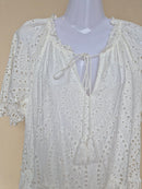 Blue Threads II White Broderie Anglaise Tiered Midi Dress (Size S)
