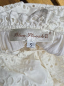 Blue Threads II White Broderie Anglaise Tiered Midi Dress (Size S)