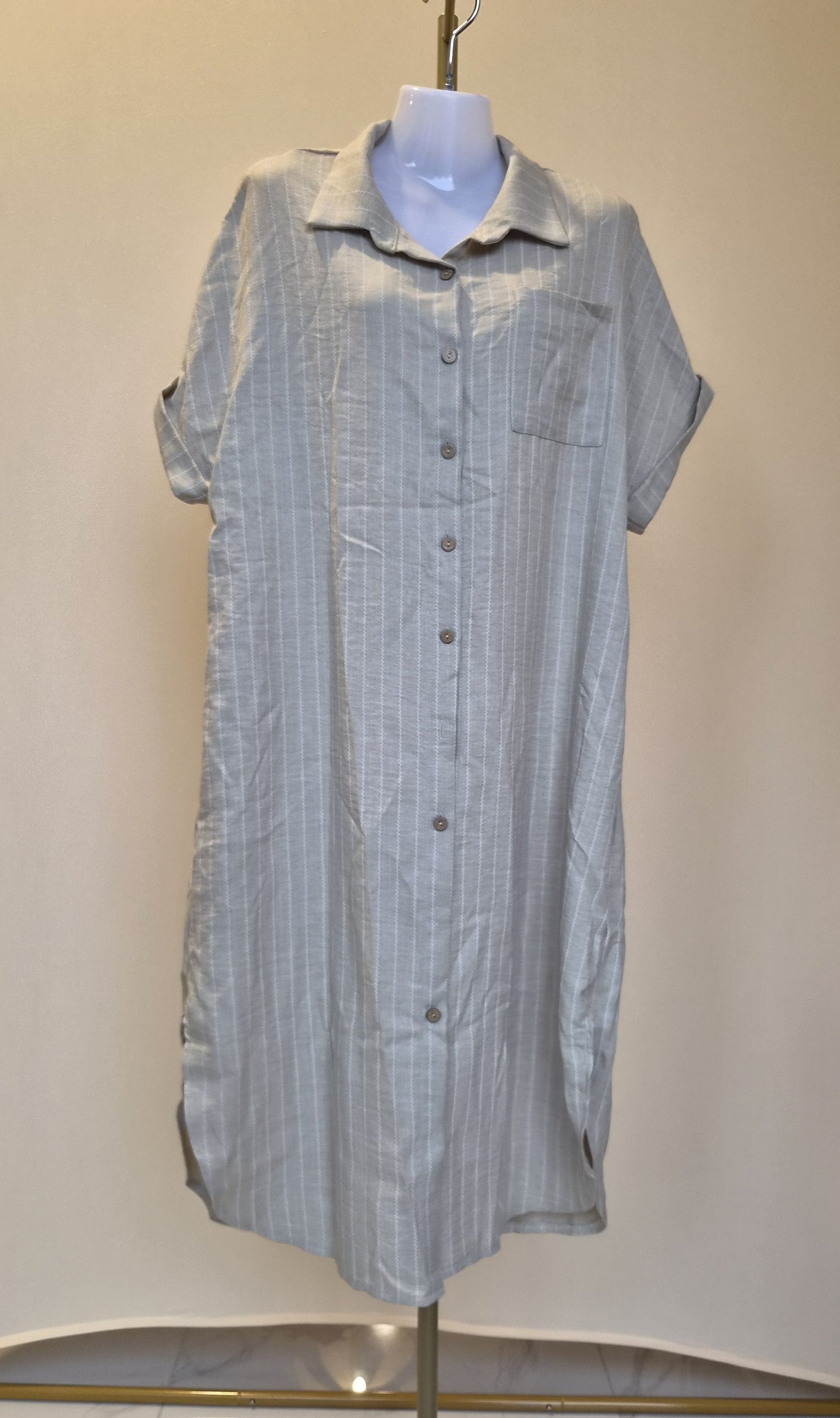Light Blue Pinstripe Shirt Dress – Size L