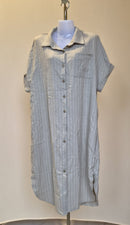 Light Blue Pinstripe Shirt Dress – Size L