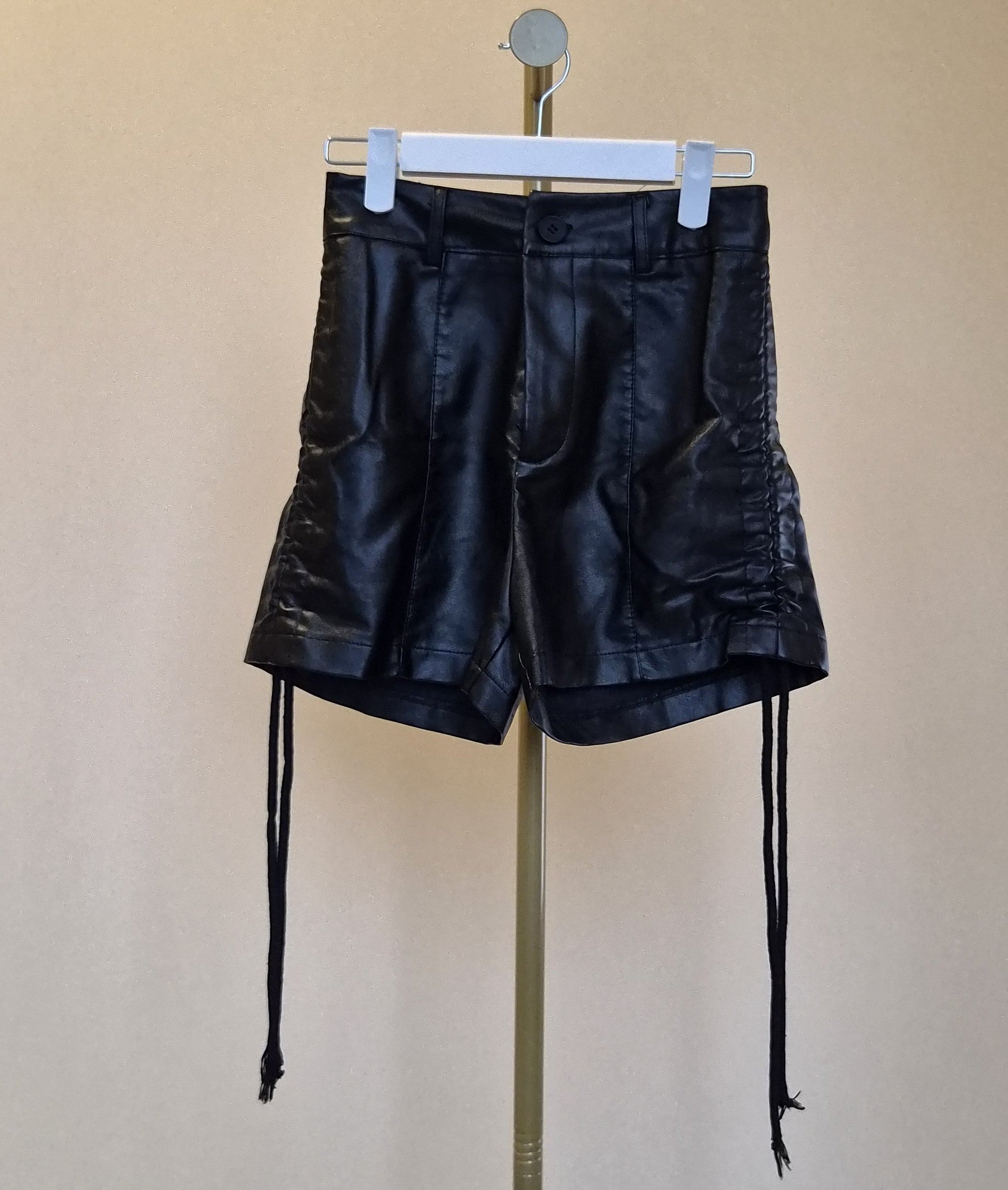 Back-Up Denim Faux Leather Shorts – Size S