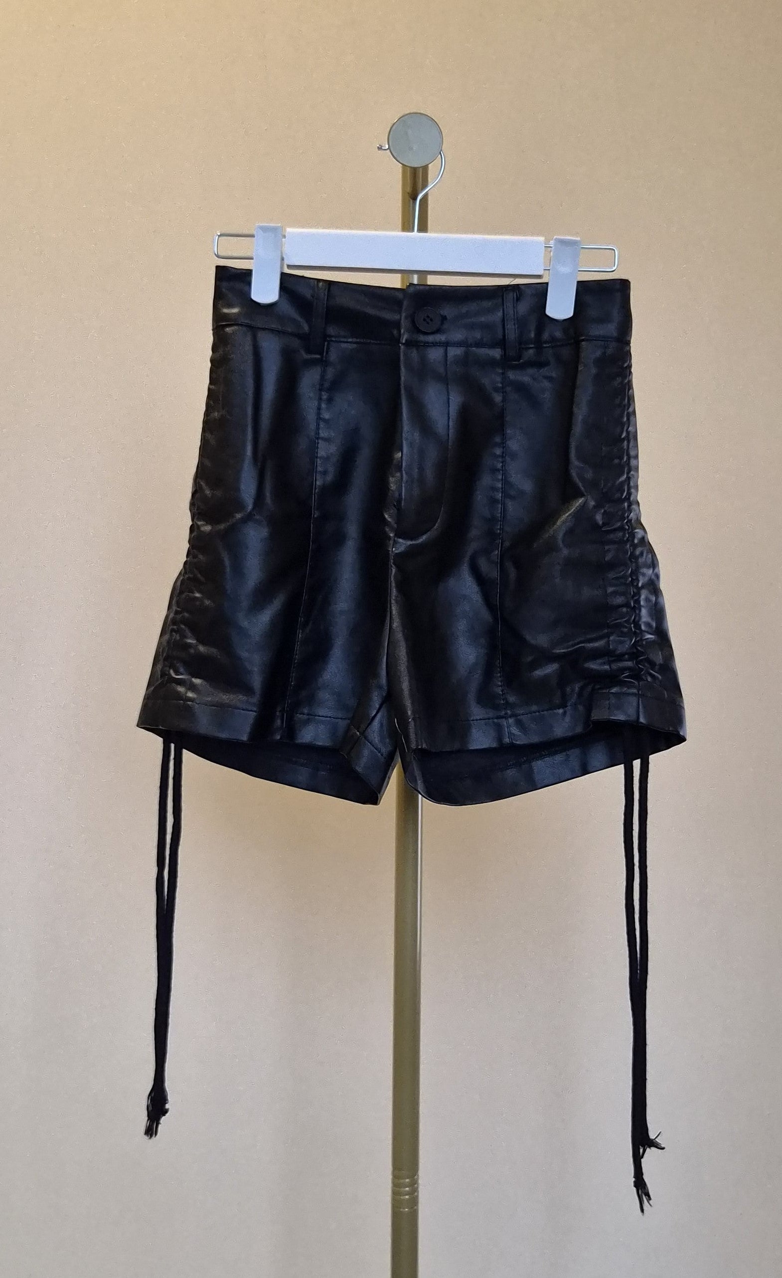 Back-Up Denim Faux Leather Shorts – Size S