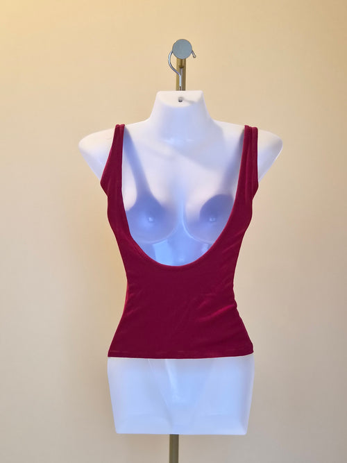 Burgundy Ribbed Tank Top – Size S