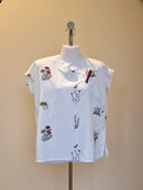 Floral Print Mandarin Collar Blouse – Size L