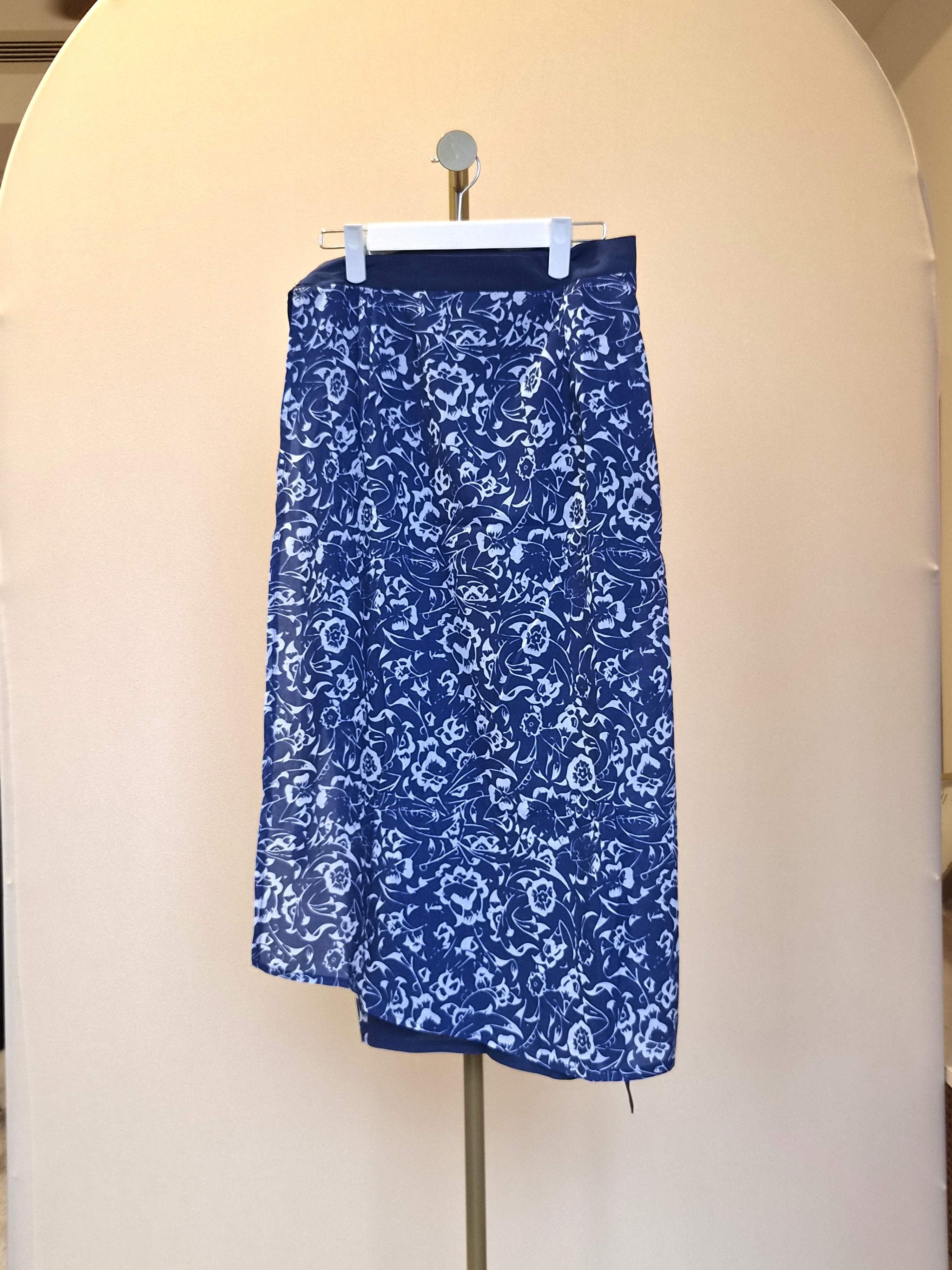 Shanshan Blue Floral Wrap Skirt – Size 2XL (Brand New)