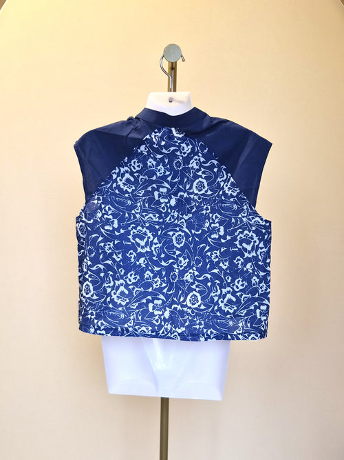 Shanshan Blue Floral Mandarin Collar Top – Size 2XL (Brand New)