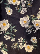 PDI Black Floral Button-Up Blouse – Size L