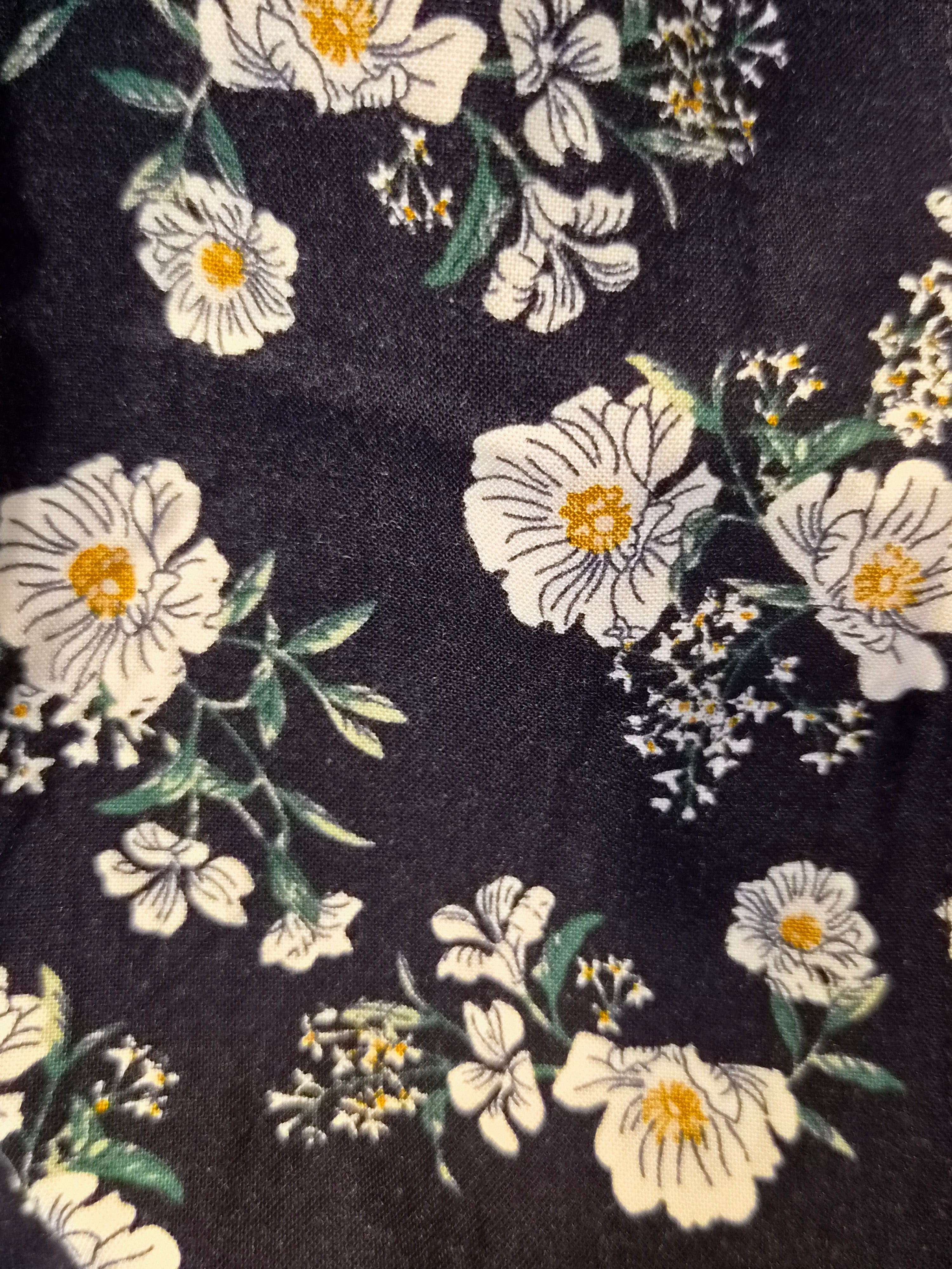 PDI Black Floral Button-Up Blouse – Size L