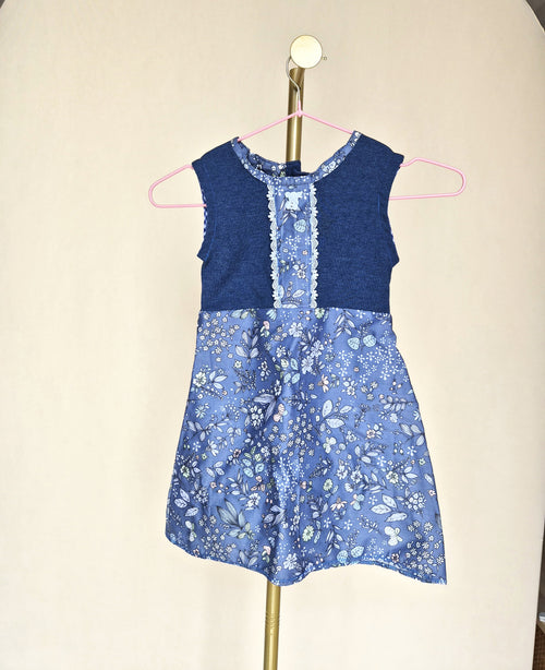 Handmade Girls' Blue Floral Dress – Approx. Size 6